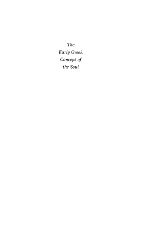 Cover of The Early Greek Concept of the Soul