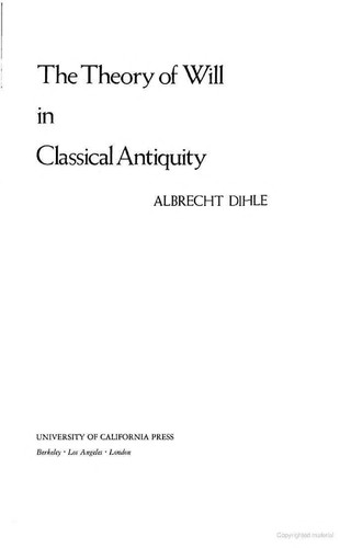 Cover of The Theory of Will in Classical Antiquity