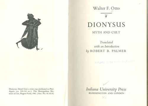 Cover of Dionysus: Myth and Cult